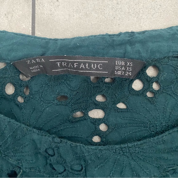Zara Hunter green lace shift dress size XS - Picture 3 of 5